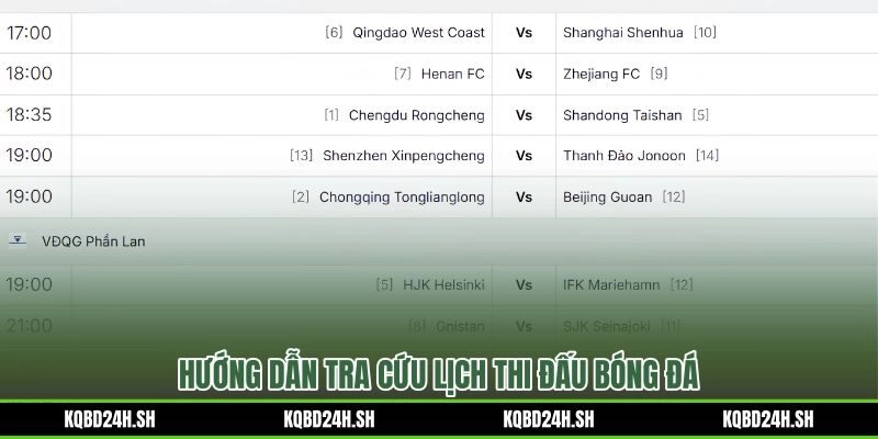 Tra cứu lịch thi đấu bóng đá nhanh theo giải và múi giờ trên KQBD